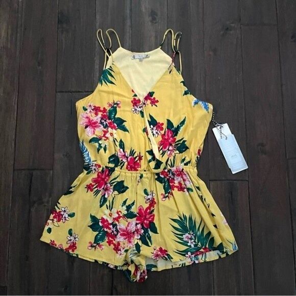 IRIS Yellow Floral Romper Small NWT - Picture 1 of 7